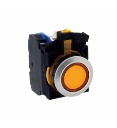 CW led drukknop 22mm 1NO/1NC oranje100/120V AC/DC