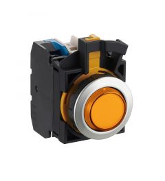 CW led drukknop 22mm 1NO oranje100/120V AC/DC