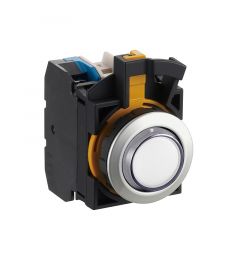 CW led drukknop 22mm 1NO wit/DC