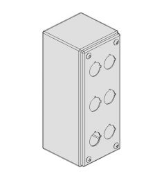 Drukknopkast 90mm 200mm D.85mm 6 gaten M22