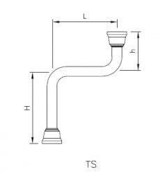 TS arm gebogen "S" H.___mm L.___mm h.___mm AISI304L 60,3mm